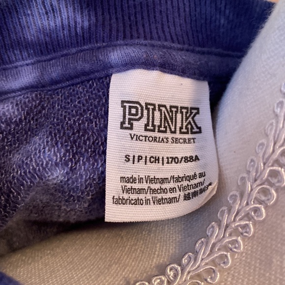 PINK VICTORIA SECRET TIE DYE CROP TOP BLUE SWEATSHIRT DRAWSTRING WAIST SMALL - Picture 6 of 6